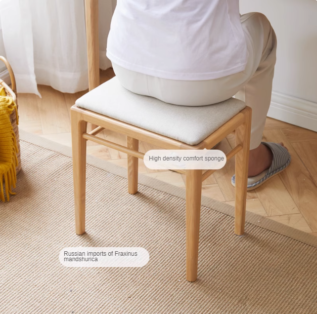 Ash Solid Wood Nordic Soft Makeup Stool