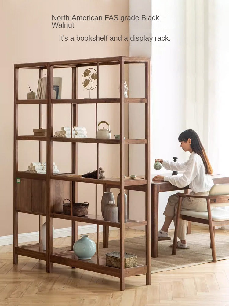 Black Walnut, Ash Solid Wood Bookshelf Combined Bookcase Display Cabinet Wall Shelf