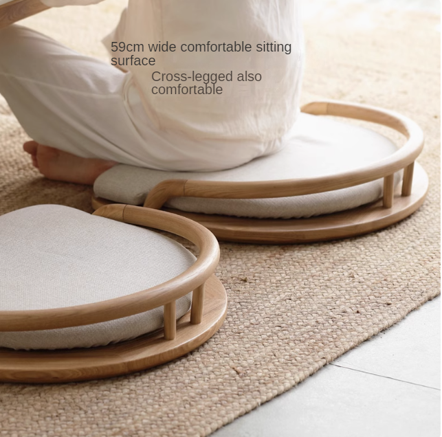 Ash Solid Wood Backrest Legless Low Tatami Chair