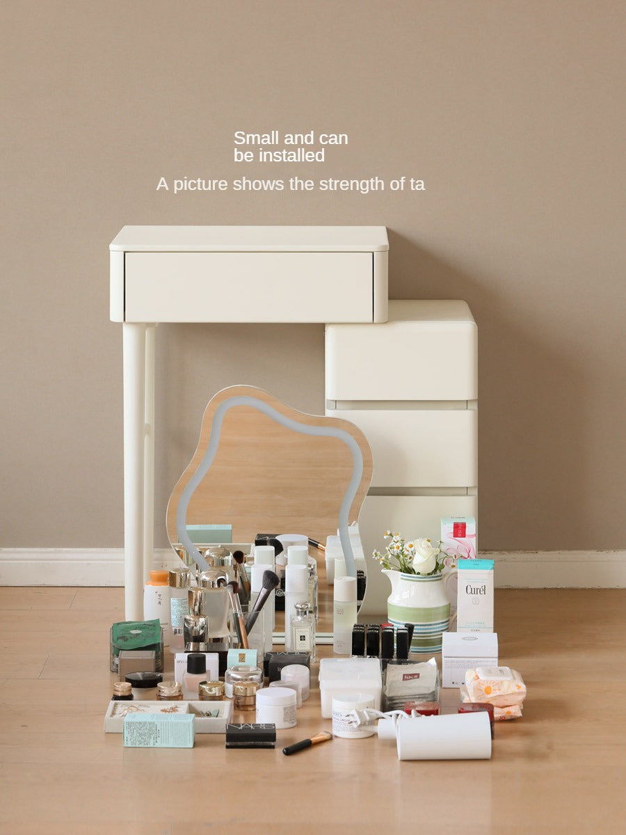 Poplar Solid Wood Telescopic Small Dressing Table Cream Style.