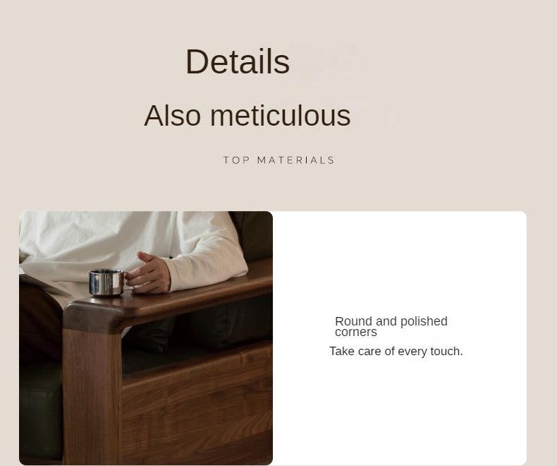 Black Walnut Solid Wood Modern Straight Sofa.