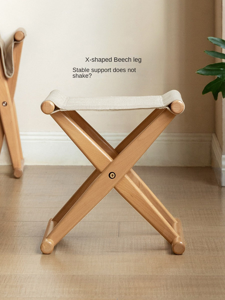 Beech solid wood outdoor portable folding stool