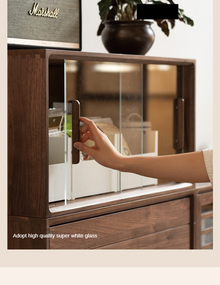 Black Walnut Solid Wood Free Combination Multifunctional Bookcase.