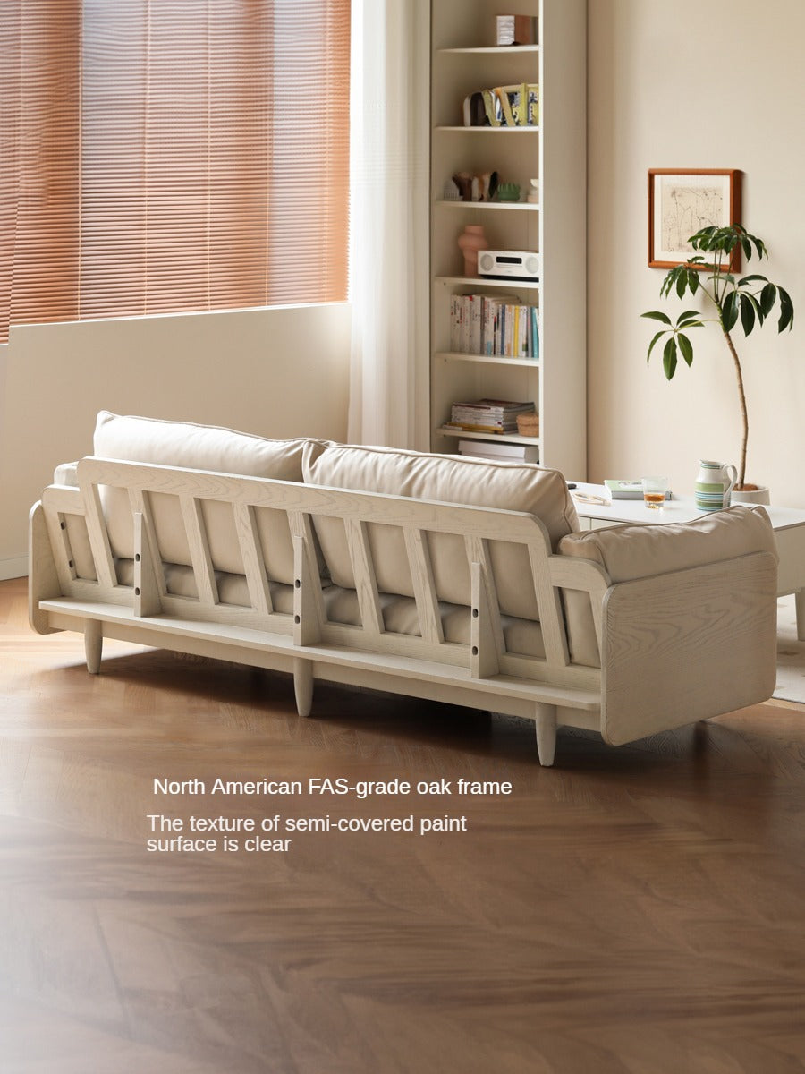 Oak Solid Wood Cream Style Sofa.