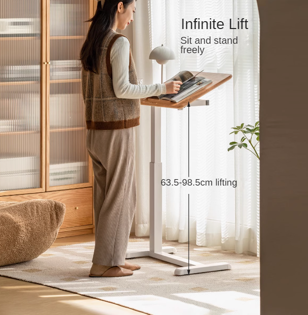 Oak, Solid Rubberwood Lifting Movable Folding Desk