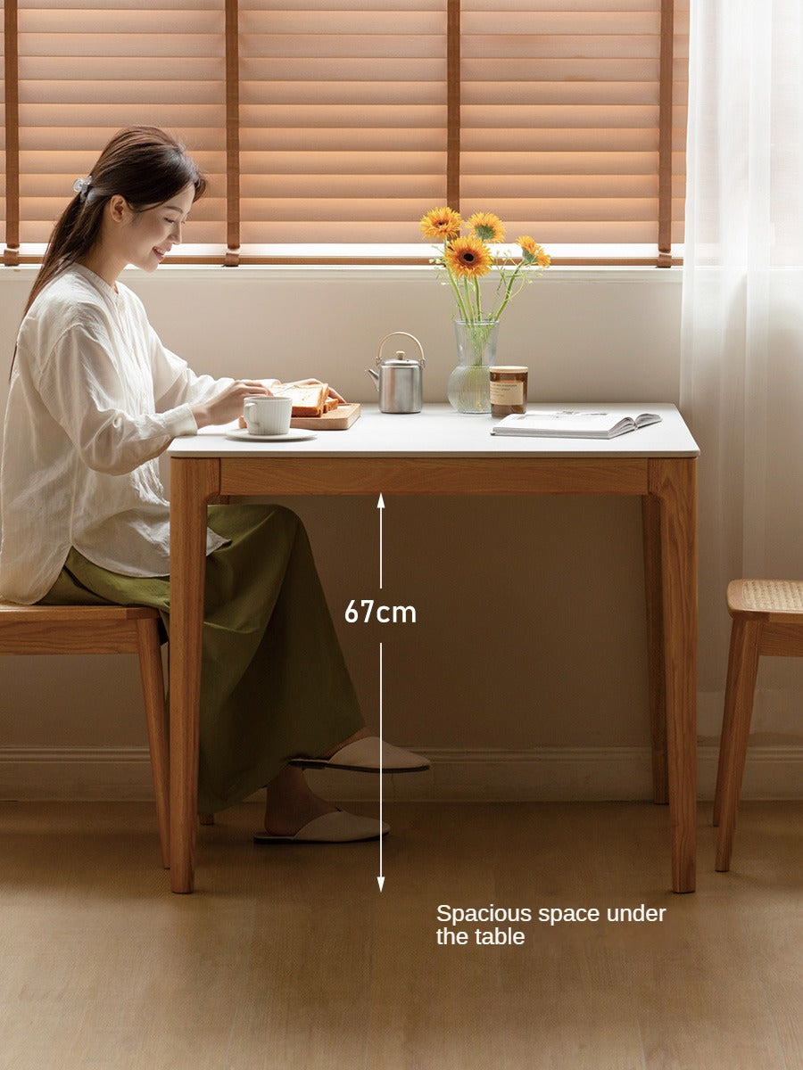 Oak Solid Wood, Solid Rubberwood Square Slate Dining Table