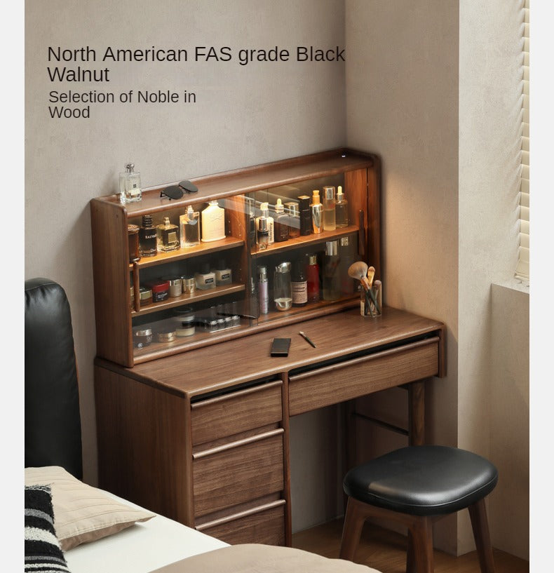 Black Walnut Solid Wood Light Luxury Dressing Table.