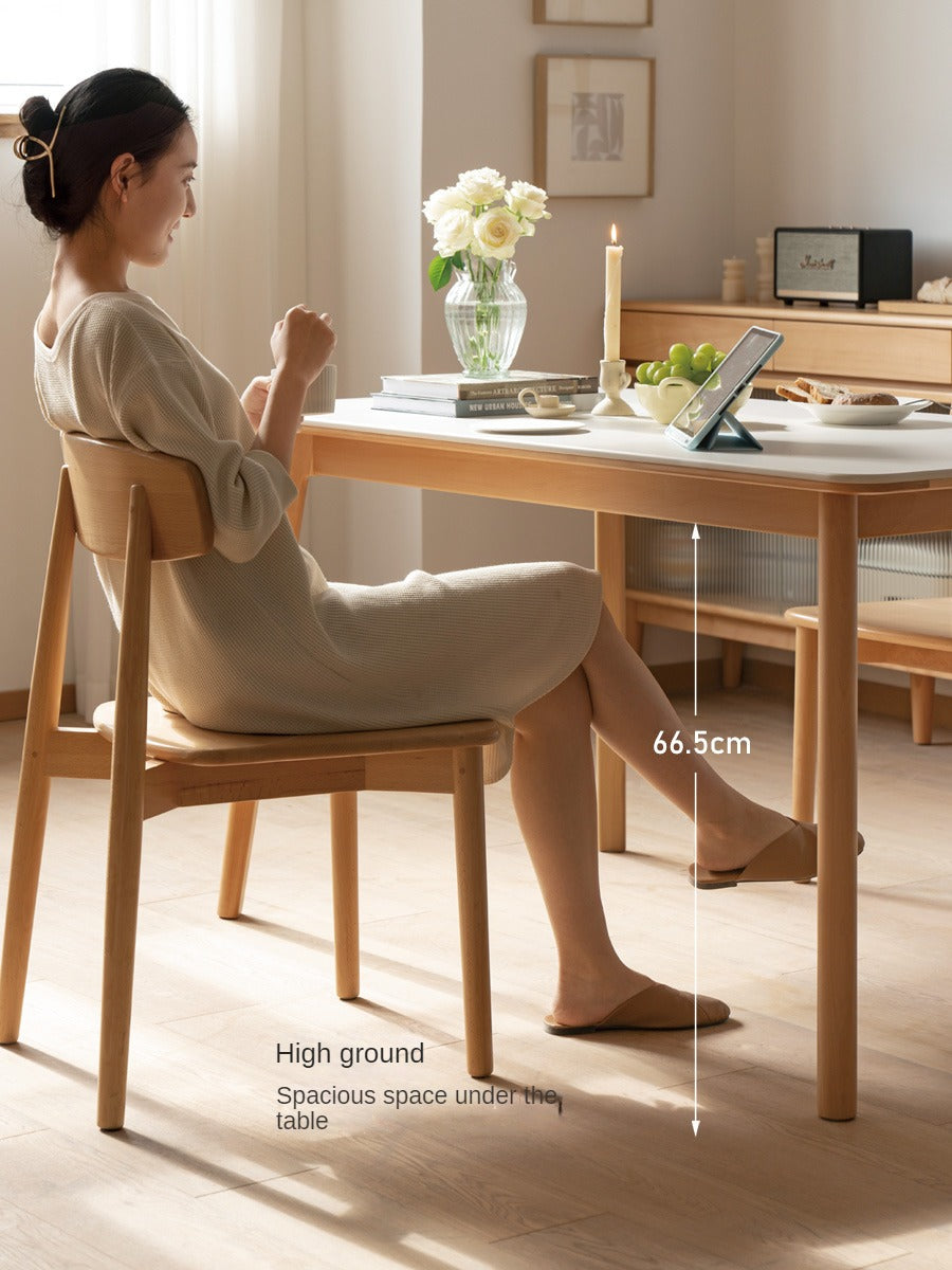 Beech Solid Wood Dining Table With Rock Slab Surface