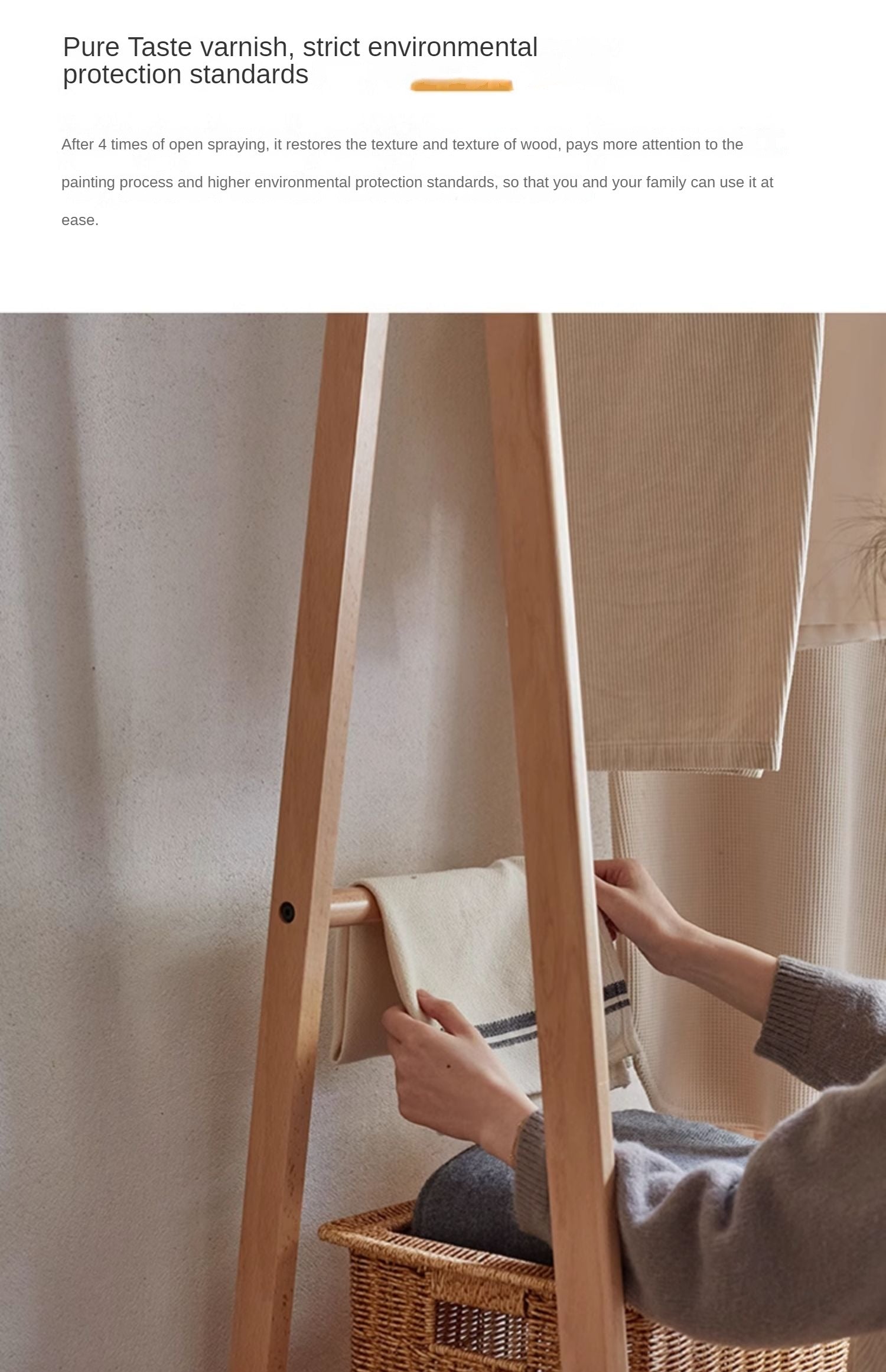 European Beech Solid Wood Clothes Rack Floor-Standing Coat Rack