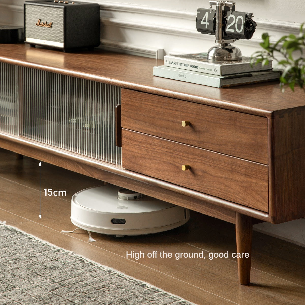 Black Walnut, Rubber, South American walnut Solid Wood Modern TV Cabinet.