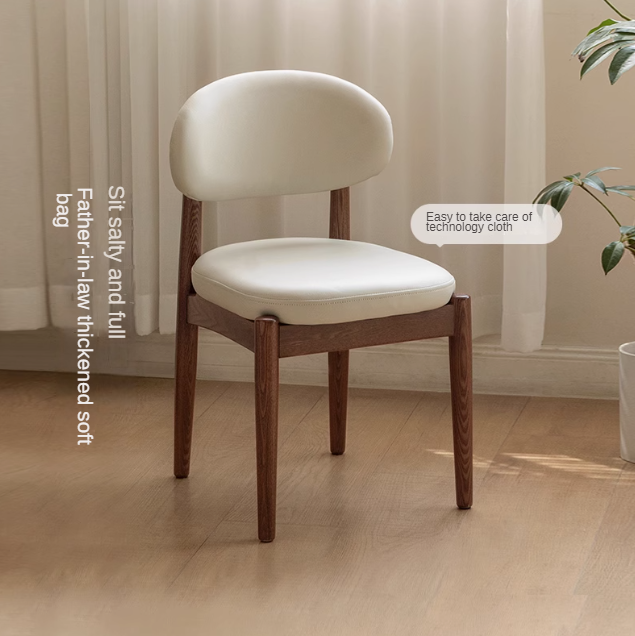 Black Walnut, Ash Solid Wood Modern White Soft Makeup Chair