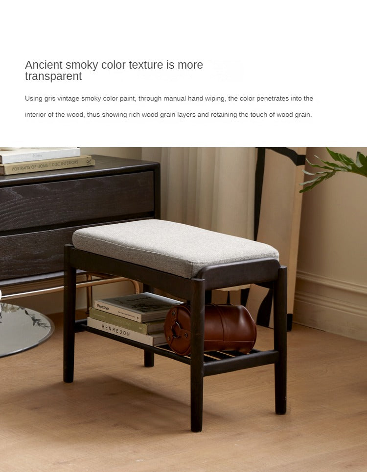 Back Walnut, Oak, Beech, Cherry Solid Wood Shoe Storage Bench