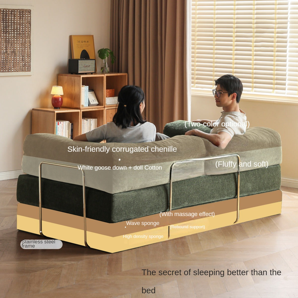 Fabric Modern Folding Dual-purpose Sofa,