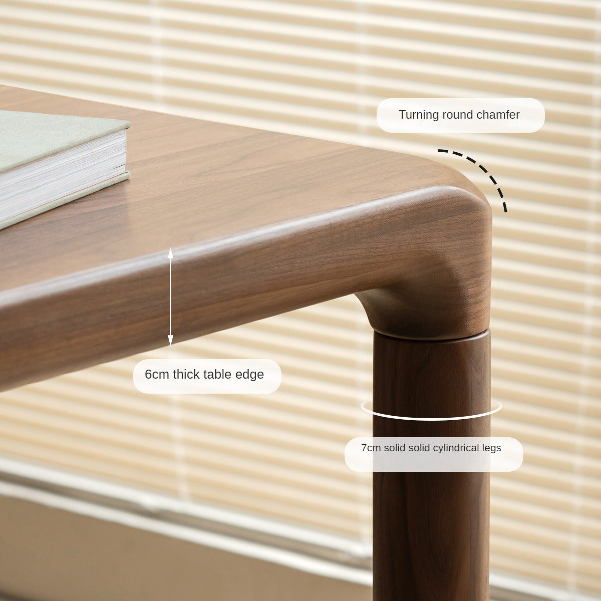 Black Walnut, Ash Solid Wood Rectangular Dining Table