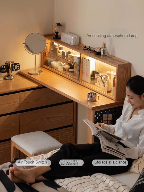 Oak, Ash Solid Wood Modern Telescopic Dressing Table.