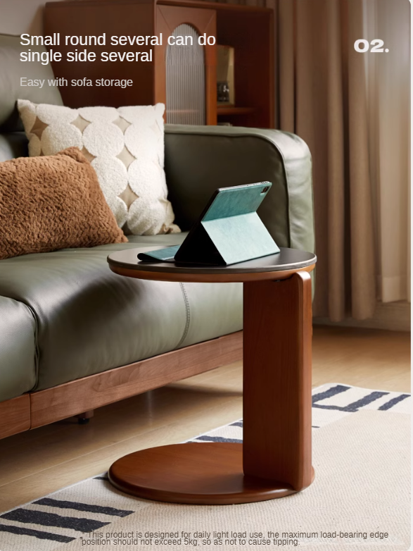 Poplar Solid Wood Rock Board Medieval Round Coffee Table