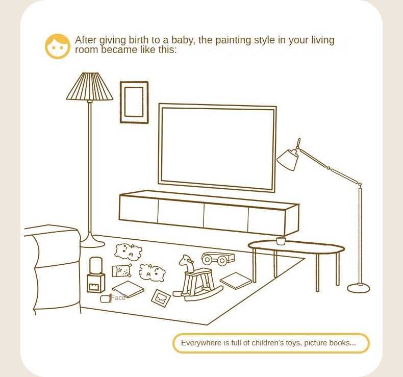 Oak, Solid Rubberwood TV Cabinet Minimalist Children's Toy Storage.