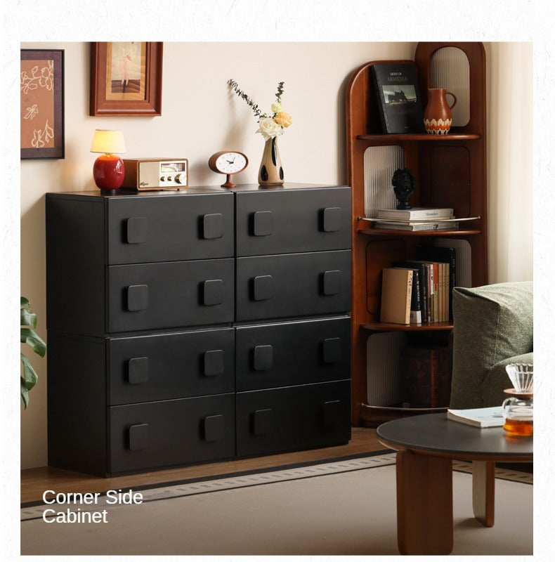 Poplar Solid Wood TV French Retro Floor Module Combination Side Cabinet.