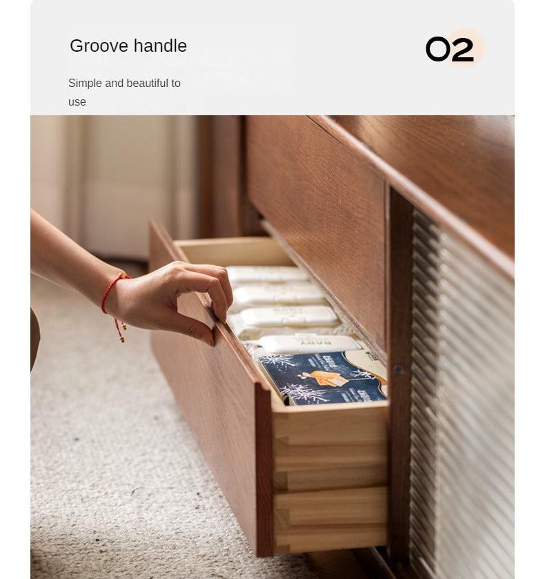 Oak, Solid Rubberwood TV Wall Cabinet.