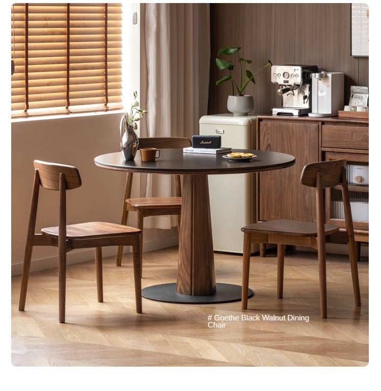 Black Walnut, Ash, Sandalwood Solid Wood Round Dining Table