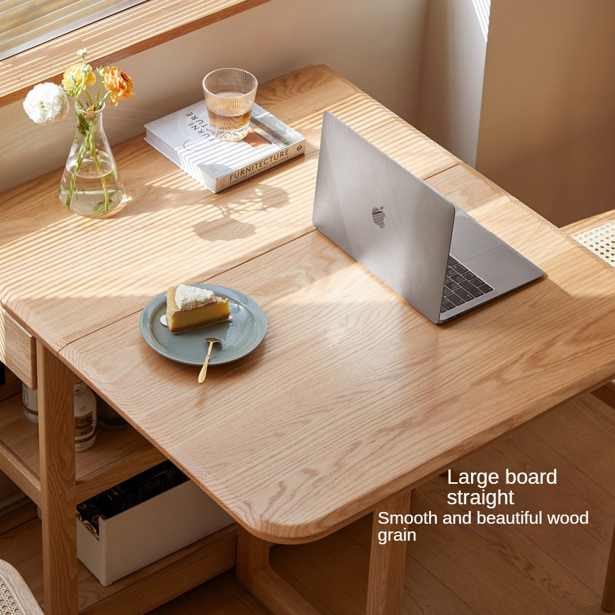 Oak Solid Wood Folding Multi-Functional Storage Telescopic Dining Table