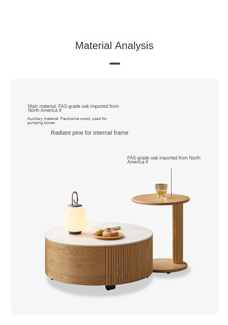 Oak Solid Wood Rock Plate Coffee Table