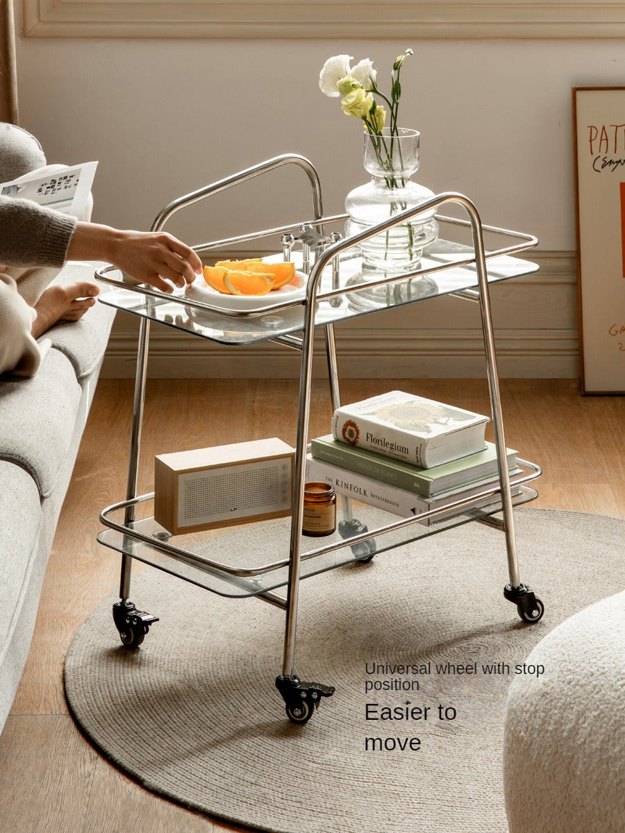 Mobile Storage Rack, Glass Dining Cart