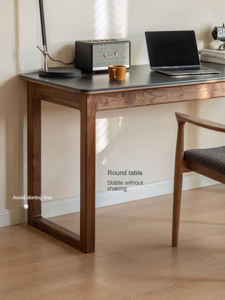 Rock slate Black Walnut Solid Wood Long Table "