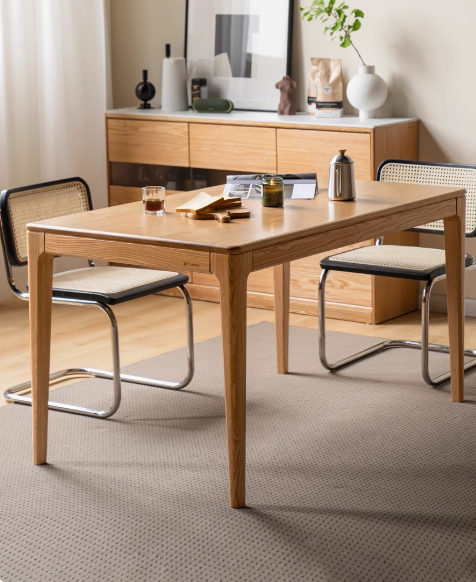 Oak, Ash Solid Wood Log Style Rectangular Dining Table
