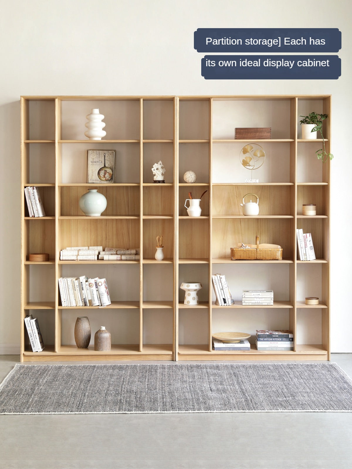 Ash Solid Wood Combination Bookcase Bookshelf<
