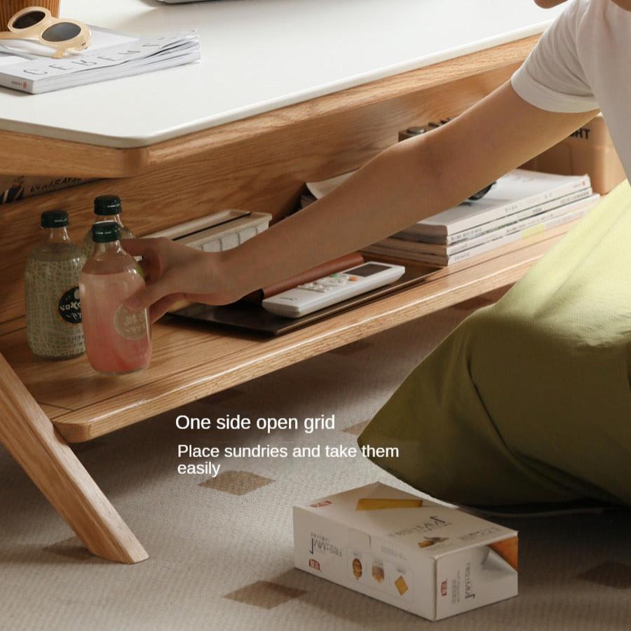 Oak Solid Wood Modern Rock Plate Coffee Table