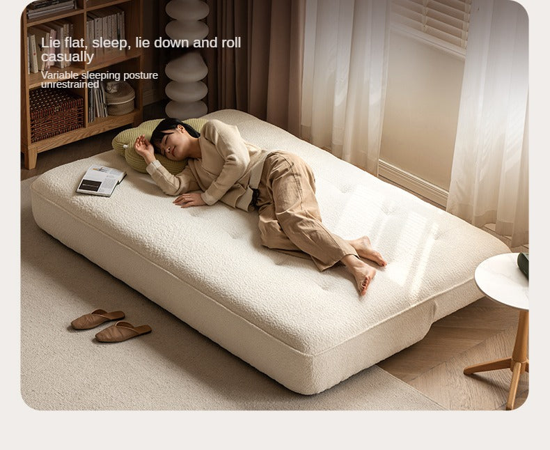 Fabric Sofa White Cream Style Sitting and Sleeping Sofa.