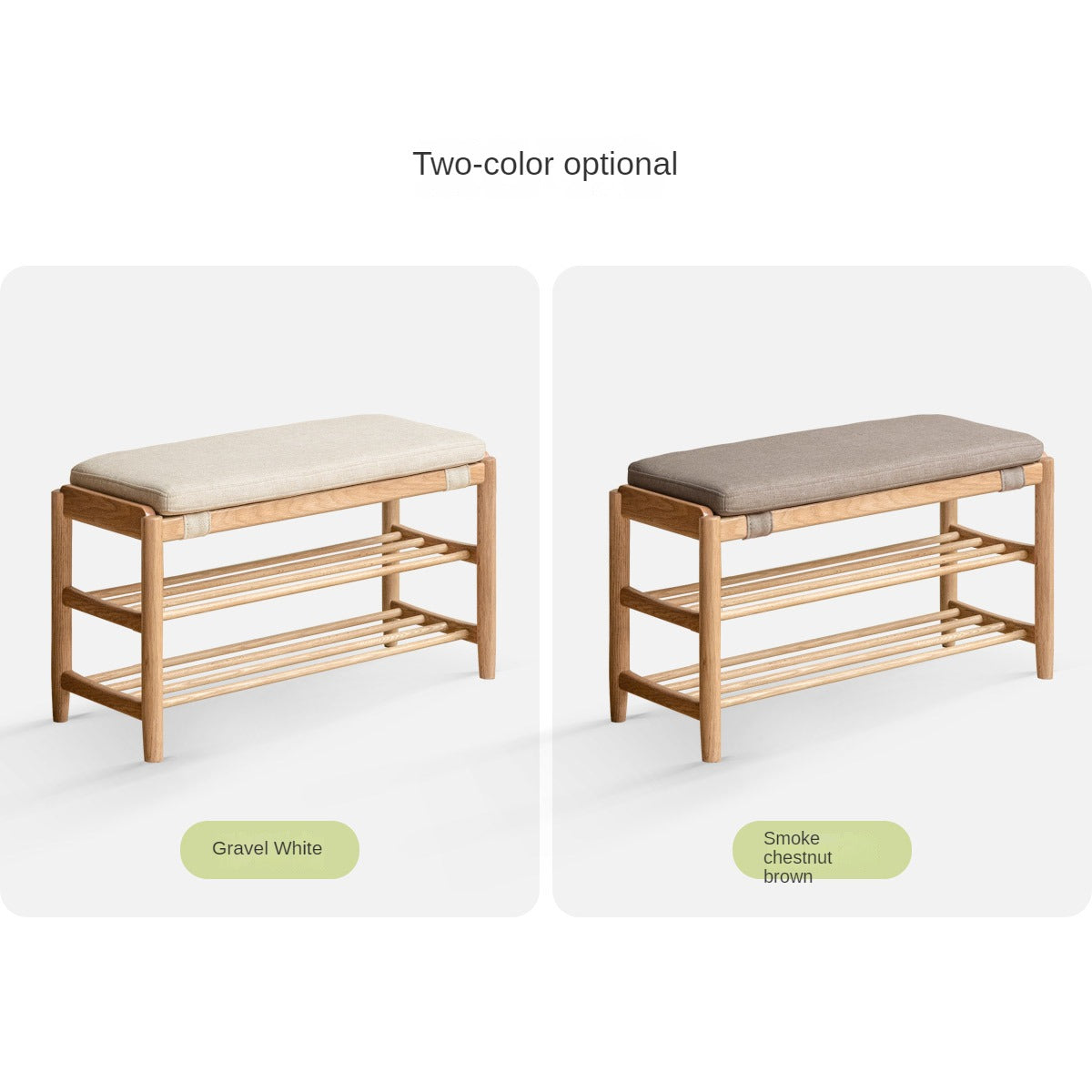 Oak Solid Wood, Solid Rubberwood Modern Shoe Changing Stool