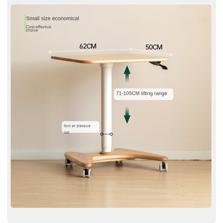 Oak, Ash Solid Wood Standing Desk Lifting Movable Side Table