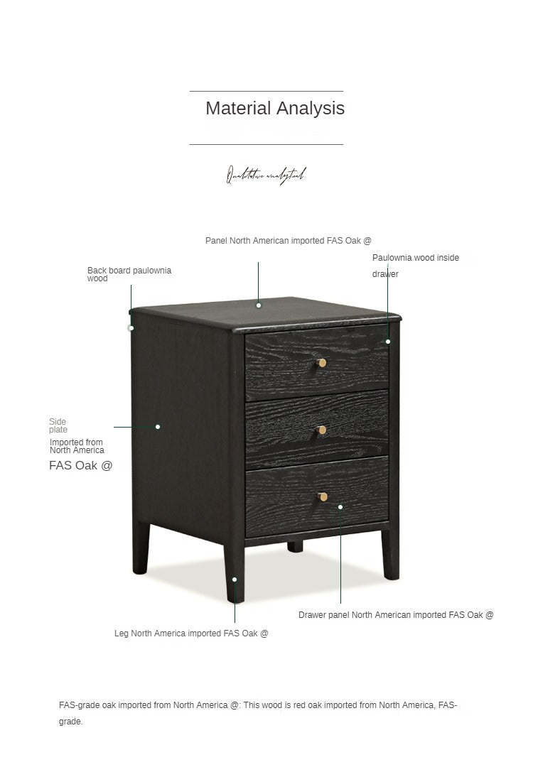 Oak solid wood retro smoky color Nightstand.