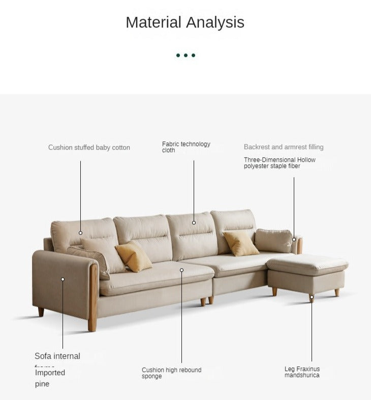 Ash Solid Wood Technology Fabric Corner Sofa.