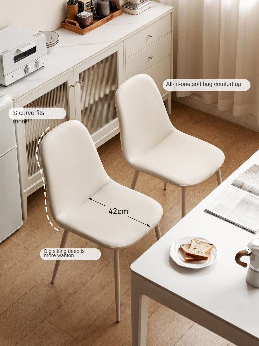 4pcs Organic Leather Cream Style Iron Dining Chair