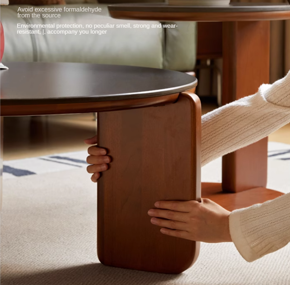 Poplar Solid Wood Rock Board Coffee Table