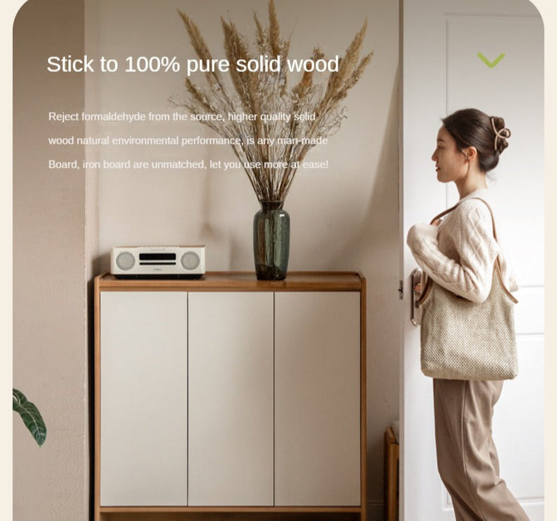 Solid Rubber Wood, Poplar Solid Wood Shoe Cabinet