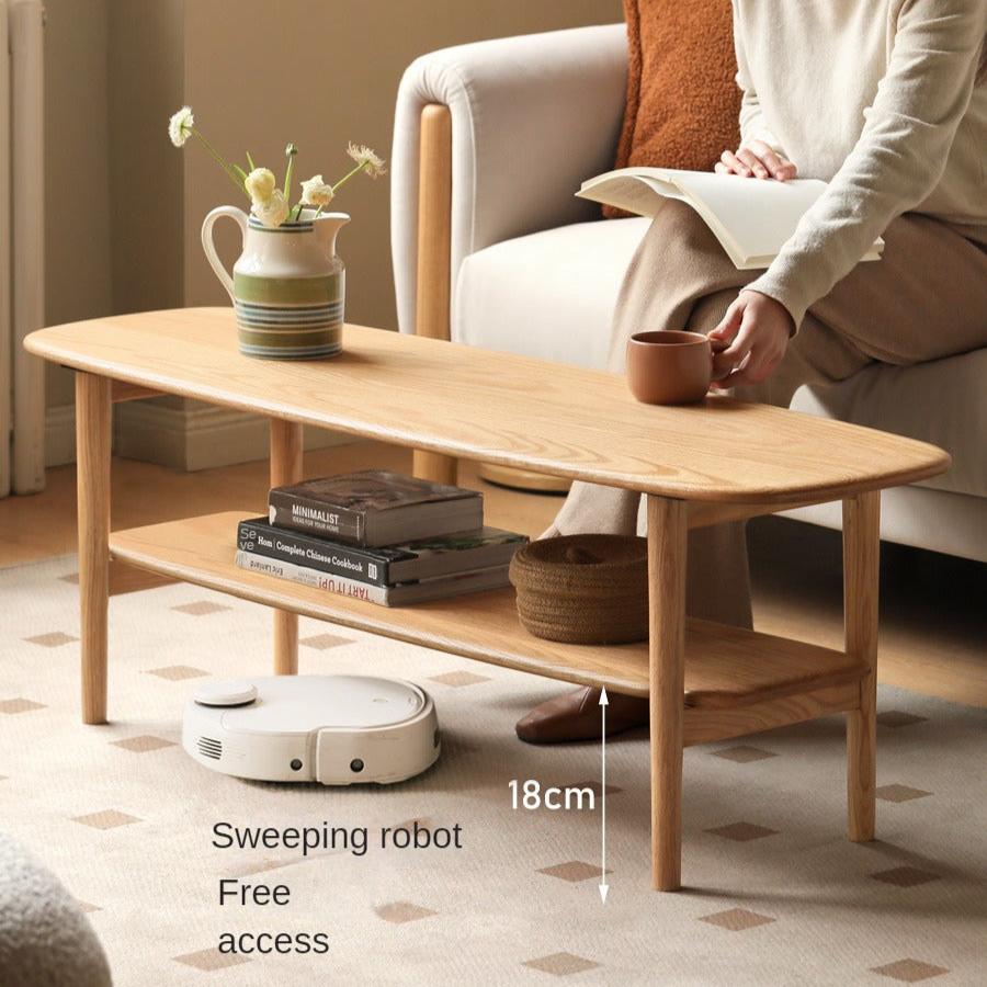 Oak Solid Wood Minimalist Ultra Narrow Coffee Table