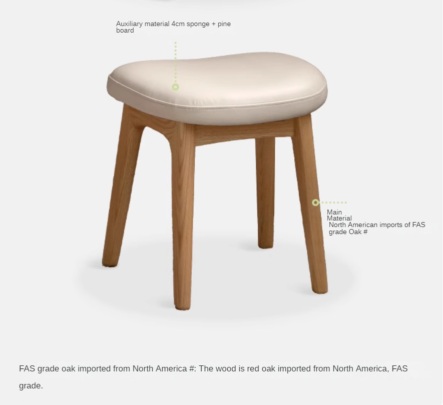 Black Walnut, Ash, Oak, Sandalwood Solid Wood Makeup Soft Stool