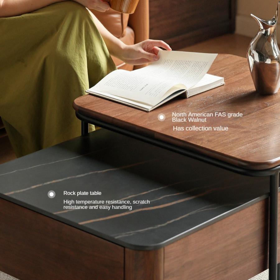 Sandalwood, Oak, Black Walnut Solid Wood Slate Top Coffee Table