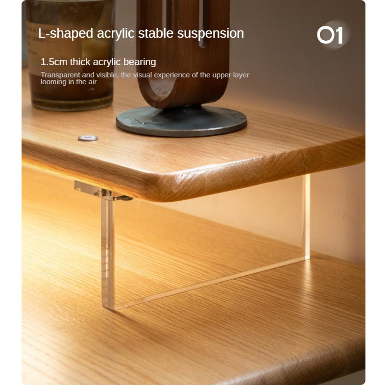 Oak, Rubberwood Solid Wood Bracket Suspended Table shelves