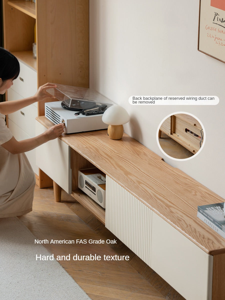 Oak Solid Wood Modern Storage TV Cabinet.