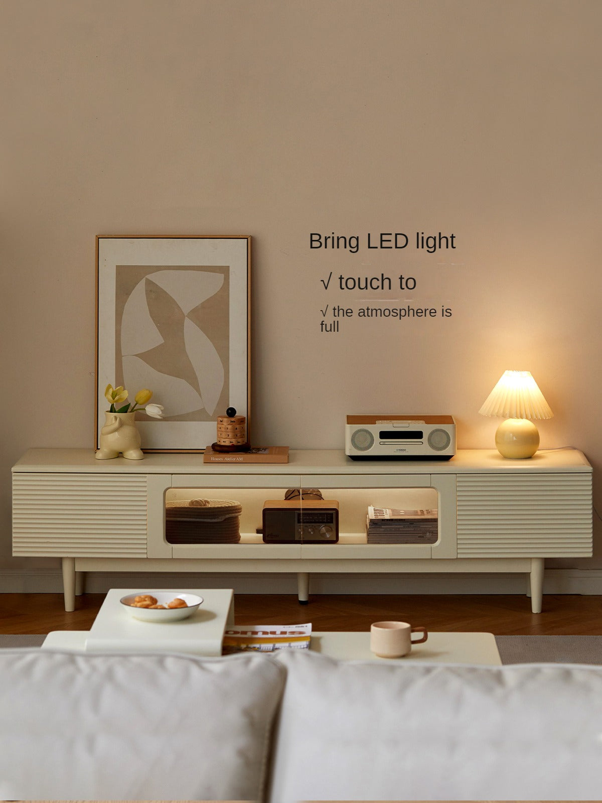 Pine, Cherry Solid Wood TV Cabinet, Rock Board.