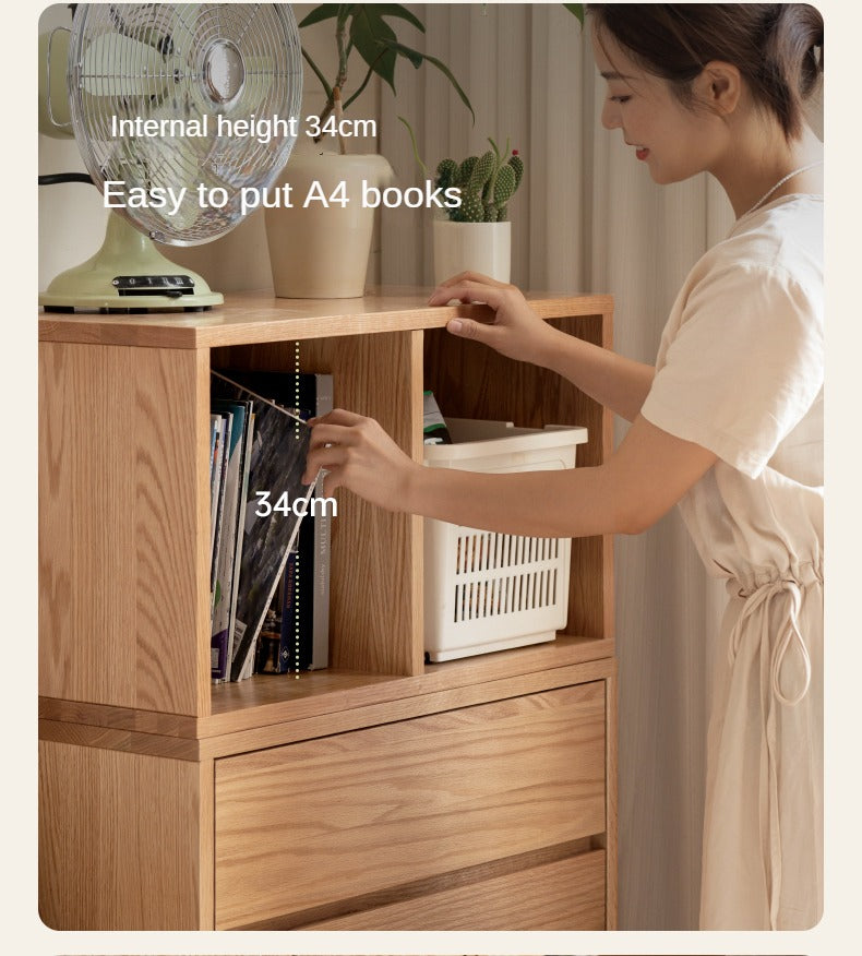 Oak, Ash Solid Wood TV Cabinet Modern Free Combination Storage Bookcases