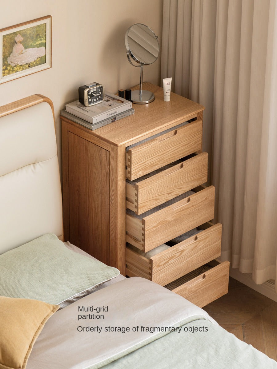 Oak Solid Wood, Solid Rubberwood Nordic Chest of Drawers