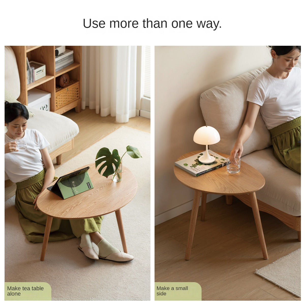 Solid Rubberwood, Oak Solid Wood Small Nordic Side Table