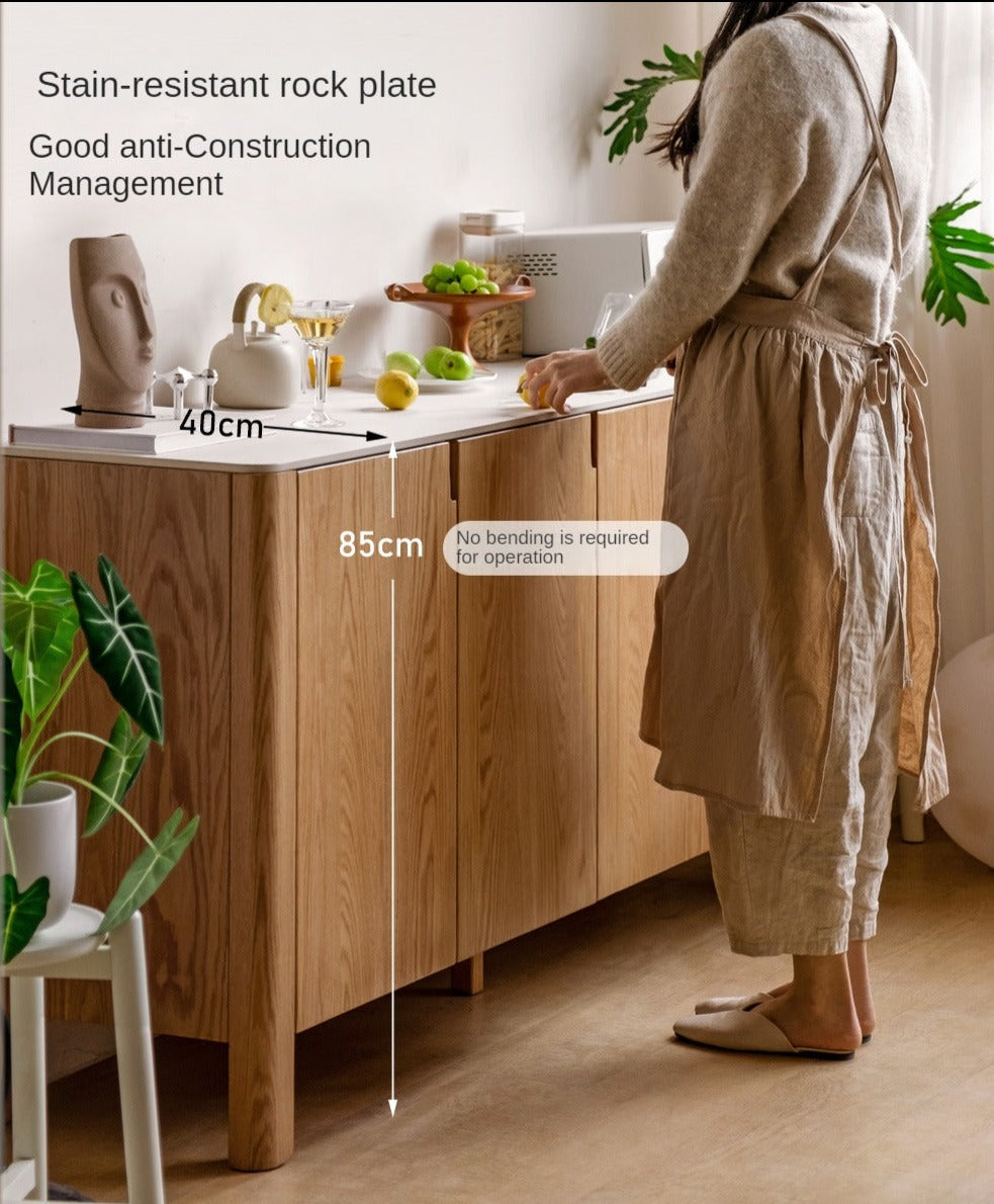 Oak Solid Wood Rock Board Dinner Cabinet