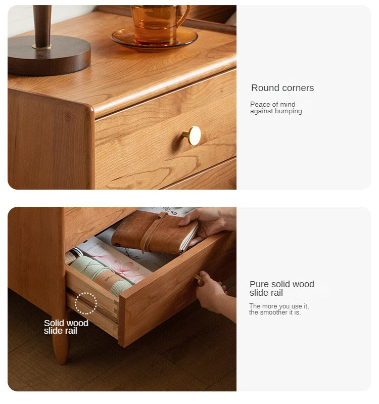 Ash, Cherry Solid Wood Nightstand.